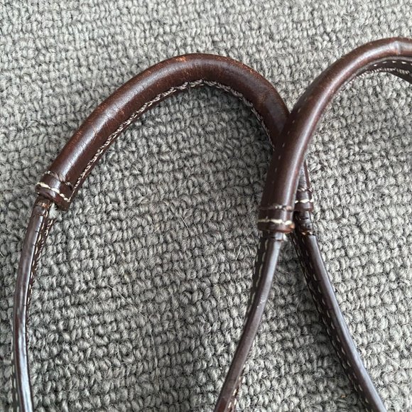 VINTAGE COACH HORSE AND CARRIAGE TOTE BAG - BROWN LEATHER TRIM - BAG CHARM - Picture 4 of 9